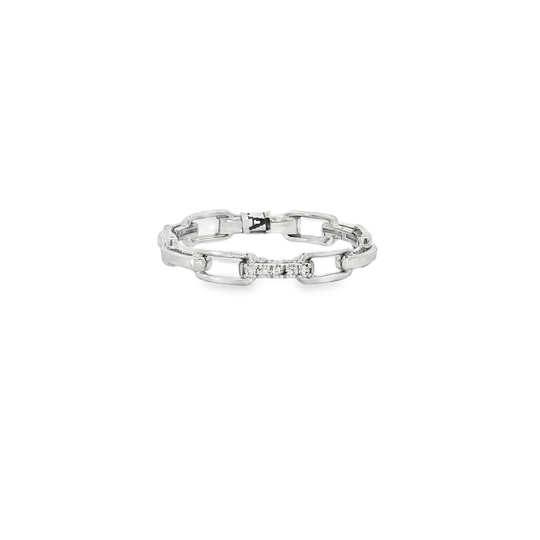 Diamond Chain-Link Rose Gold Ring front view