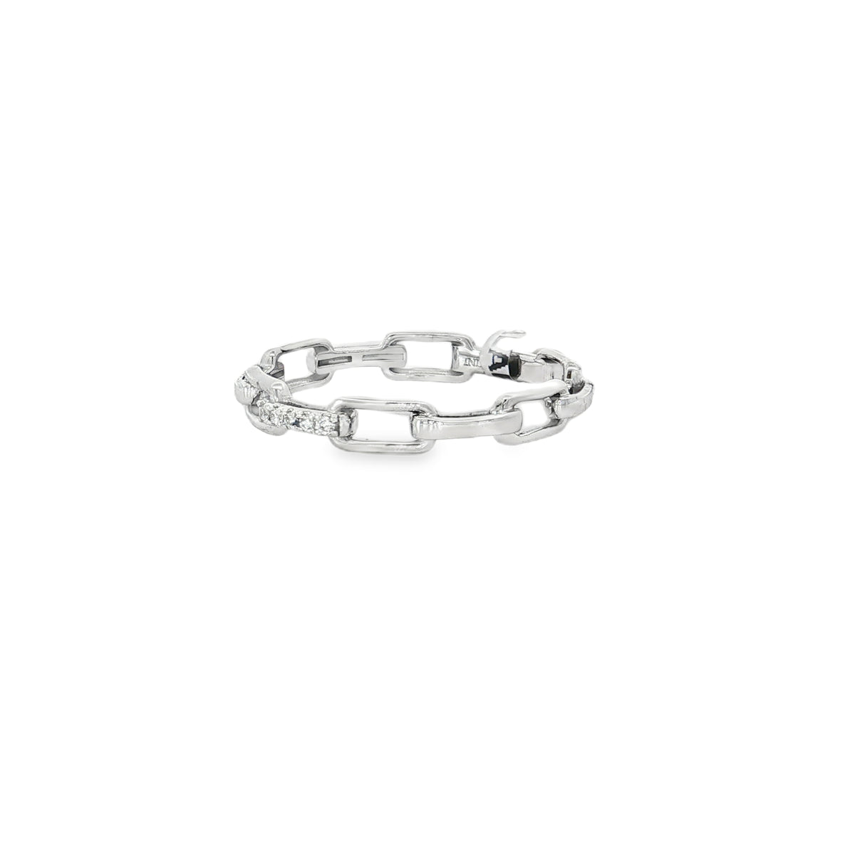 Diamond Chain-Link Rose Gold Ring angled view