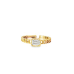Cuban Link Yellow Gold Ring front view