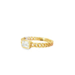 Cuban Link Yellow Gold Ring angled view