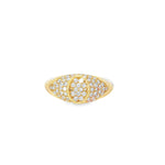 Oval Diamond Yellow Gold Signet Ring front view