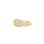 Oval Diamond Yellow Gold Signet Ring angled view