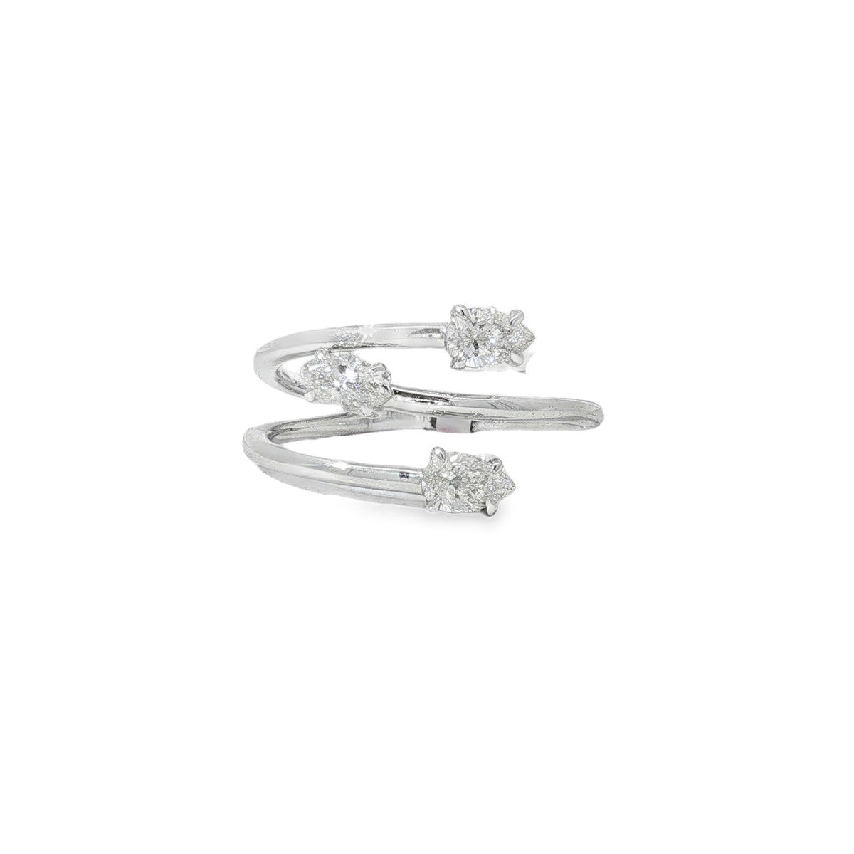 Pear and Marquise Diamond Spiral Ring front view