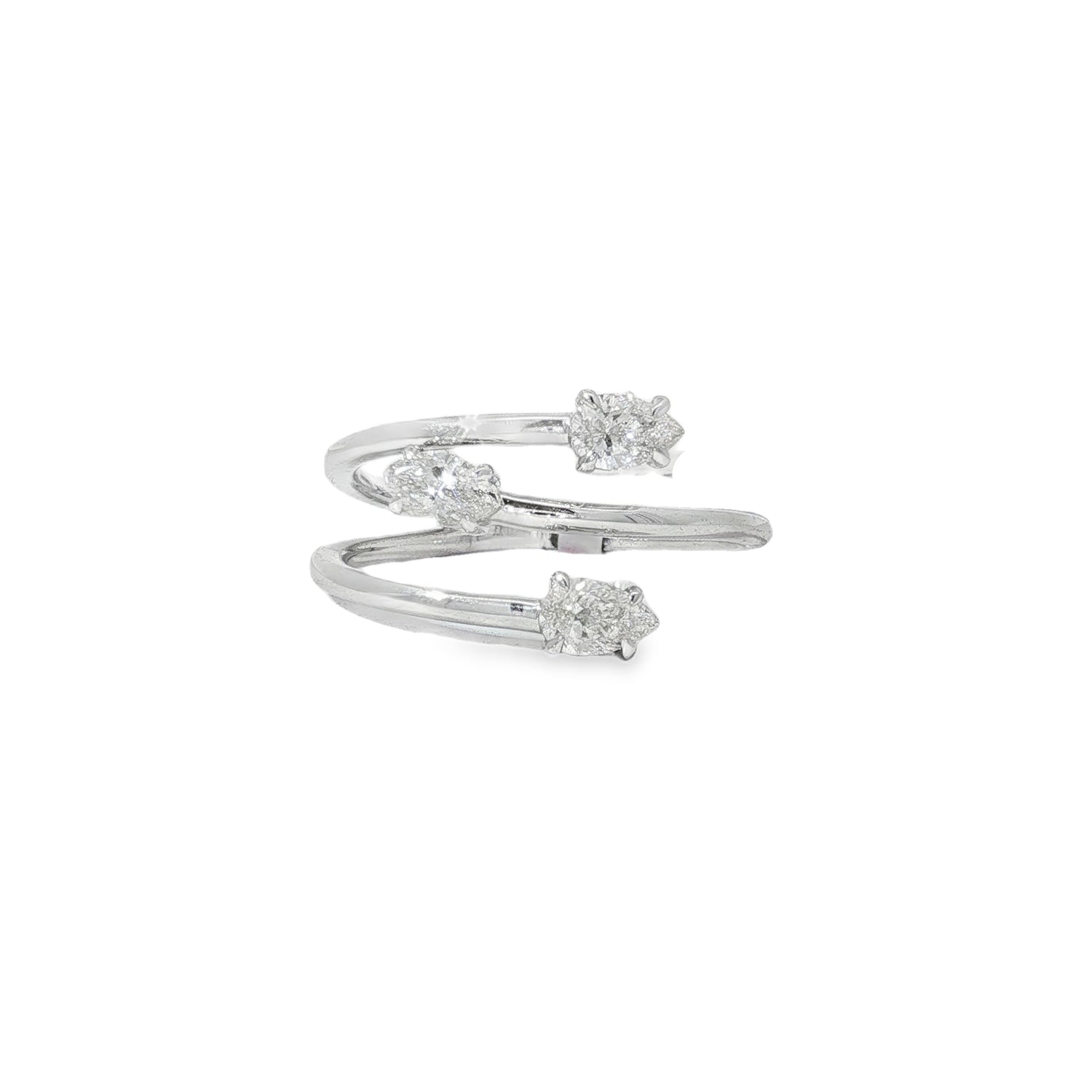 Pear and Marquise Diamond Spiral Ring front view