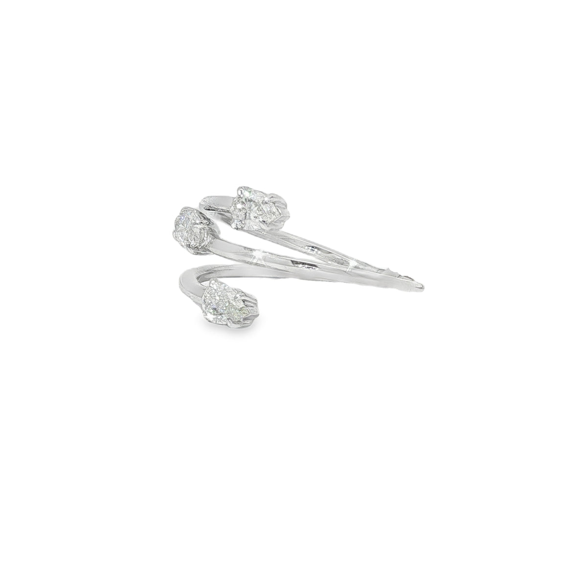 Pear and Marquise Diamond Spiral Ring angled view