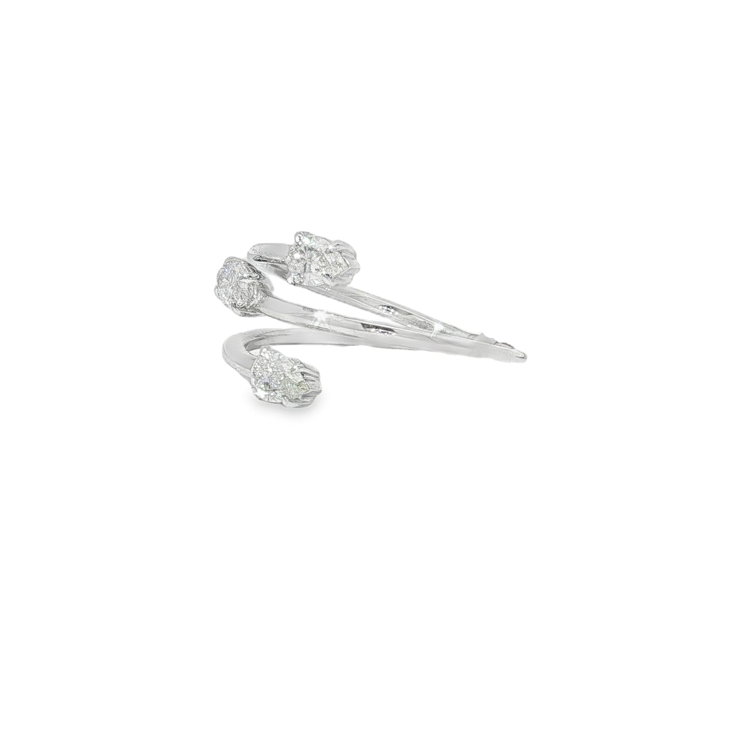 Pear and Marquise Diamond Spiral Ring angled view