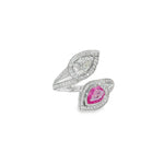 Opposing Pear Diamond Bypass Ring front view