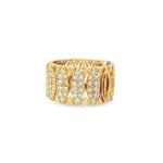 Oval Lattice Diamond Yellow Gold Ring angled view