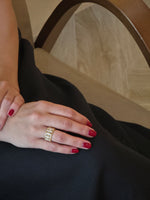 Oval Lattice Diamond Yellow Gold Ring - additional view