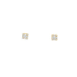 Mixed-Cut Diamond Yellow Gold Stud Earrings front view