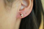 Diamond Crescent Yellow Gold Stud Earrings - additional view