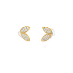 Diamond Leaf Stud Earrings front view