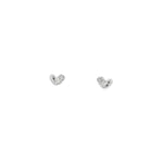 White gold heart stud earrings pairing pear diamonds with smooth curved gold