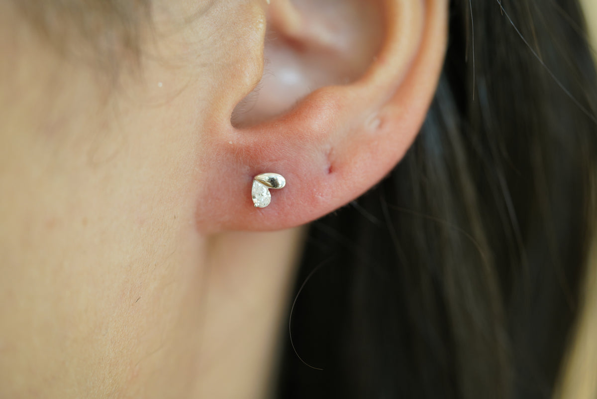 Pear Diamond Split-Heart Stud Earrings - additional view