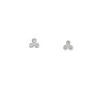 White gold trefoil stud earrings with three individually bezel-set round diamonds