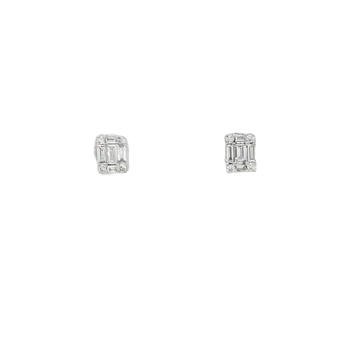 Baguette Diamond Frame Stud Earrings front view