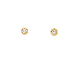 Round Diamond Yellow Gold Stud Earrings front view