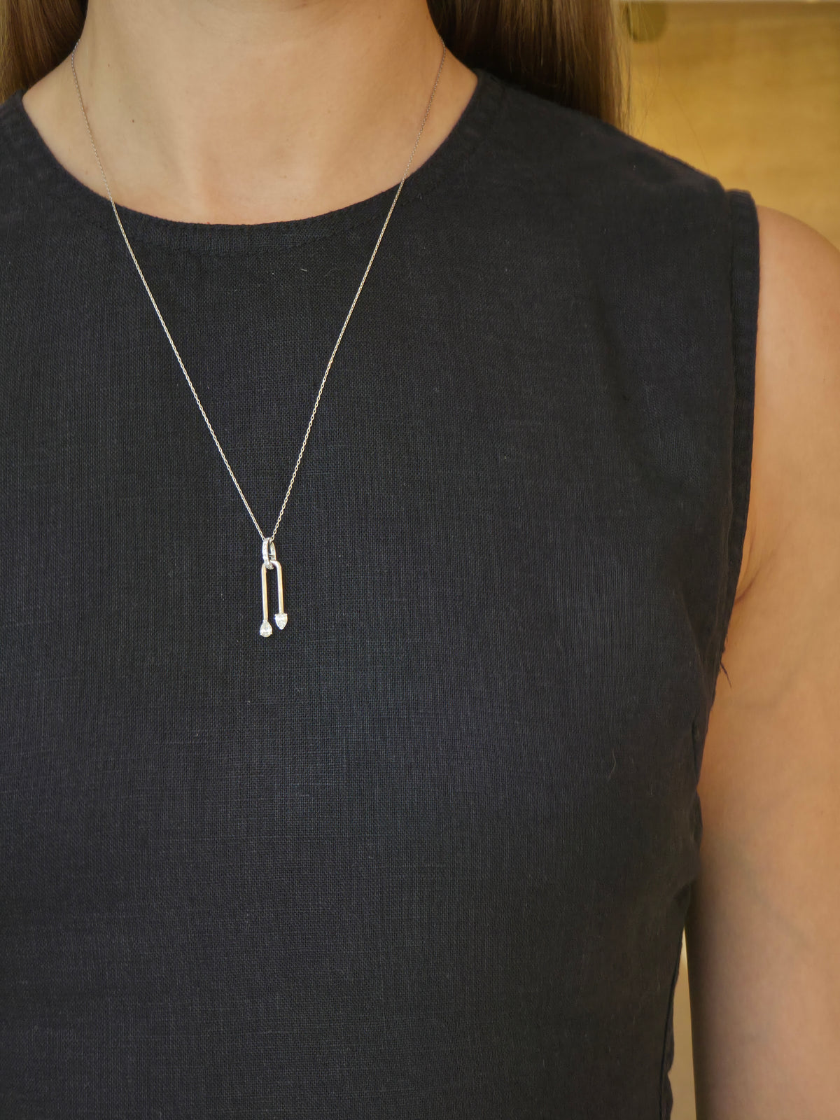 Graceful Pear Diamond Drop Pendant - additional view