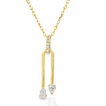 Pear Diamond Yellow Gold Drop Pendant front view