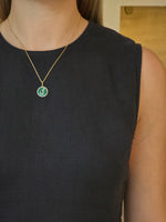 Malachite Diamond Letter س Yellow Gold Pendant - additional view
