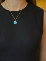 Turquoise Diamond Letter ل Yellow Gold Pendant - additional view