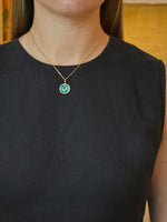Malachite Diamond Medallion ن Yellow Gold Pendant - additional view