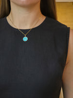 Turquoise Diamond Medallion ن Yellow Gold Pendant - additional view