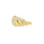 Croissant Diamond Yellow Gold Ring angled view