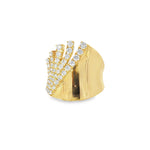 Pavé Shield Yellow Gold Ring front view