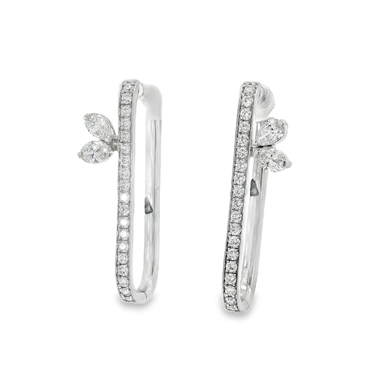Mixed-Cut Diamond Pavé Hoop Earrings front view