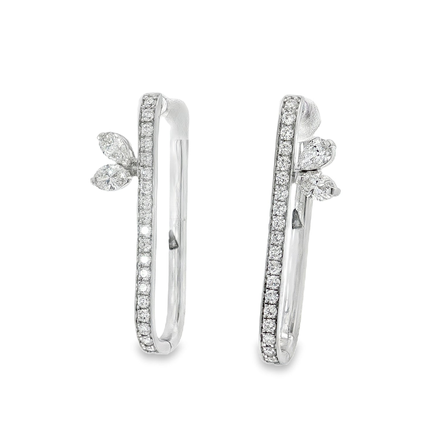 Mixed-Cut Diamond Pavé Hoop Earrings front view