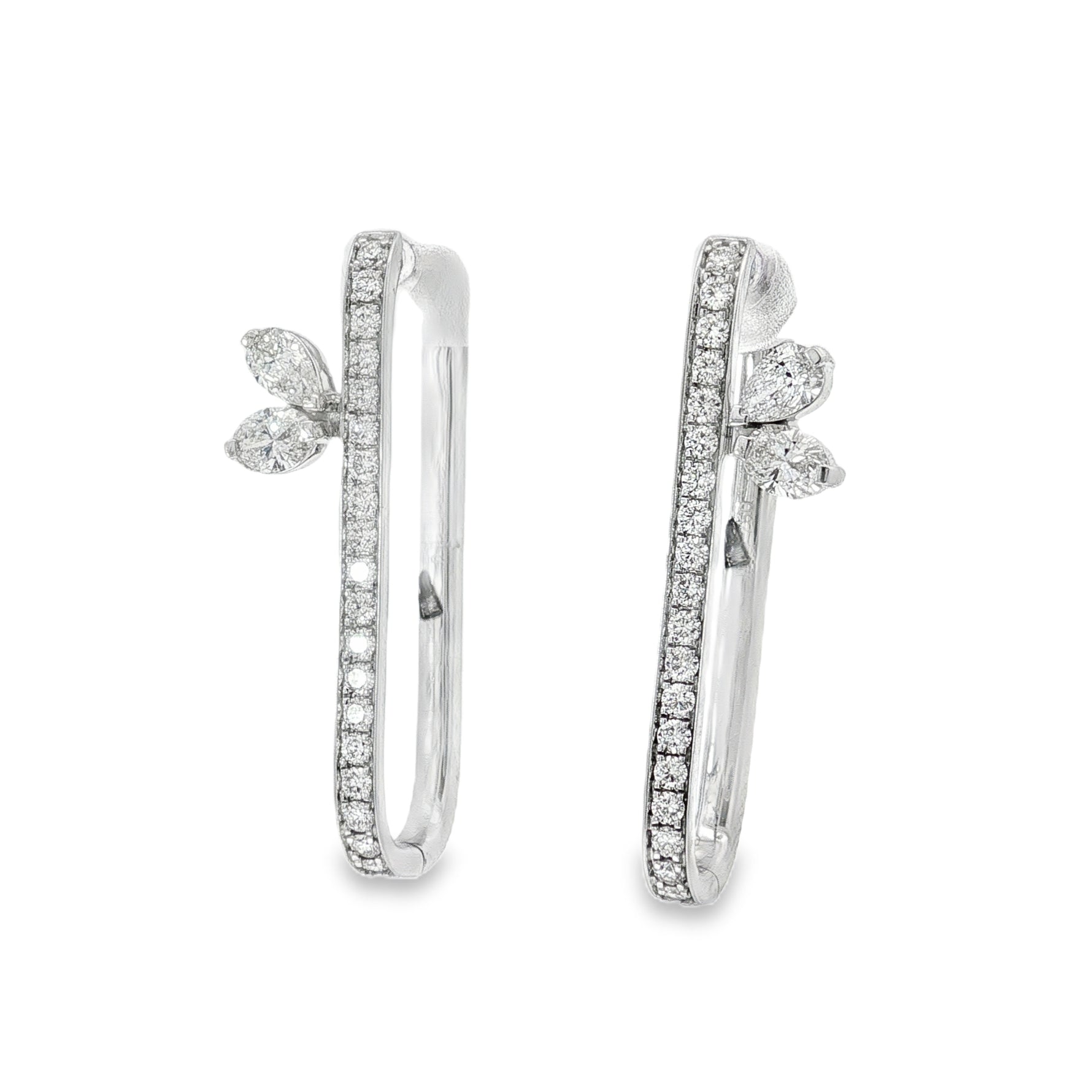 Mixed-Cut Diamond Pavé Hoop Earrings front view