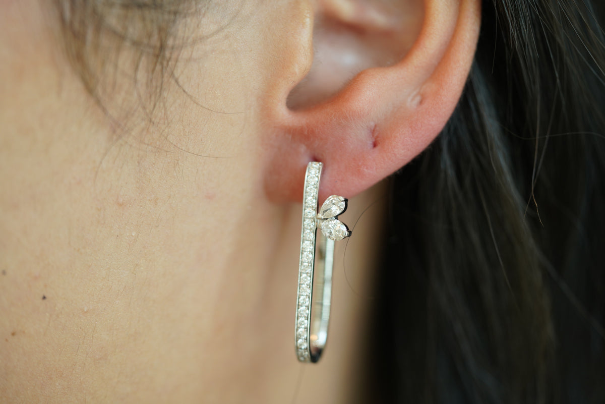 Mixed-Cut Diamond Pavé Hoop Earrings - additional view