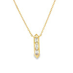 Emerald-Cut Diamond Bar Yellow Gold Pendant front view