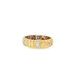 Round Diamond Station Yellow Gold Ring front view