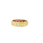 Round Diamond Station Yellow Gold Ring angled view