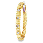 Round Diamond Station Yellow Gold Bangle angled view