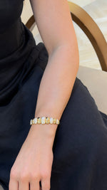 Sculptural Pavé Link Yellow Gold Bangle - additional view