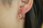 Ruby Halo Rose Gold Hoop Earrings - additional view