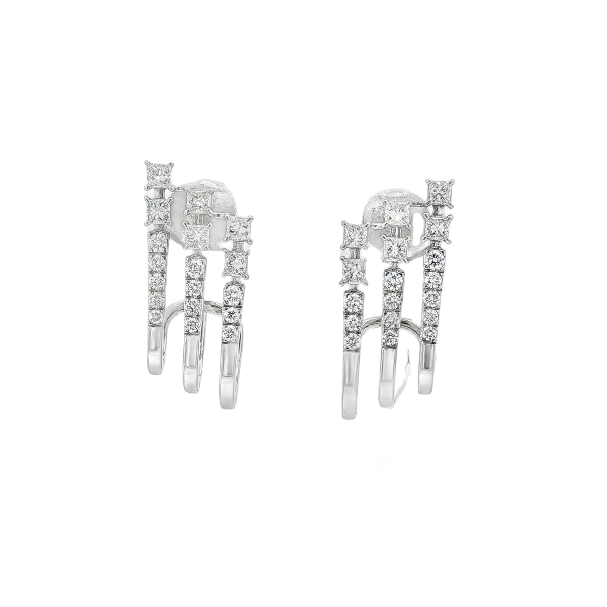 Princess Diamond Geometric Dangle Earrings front view
