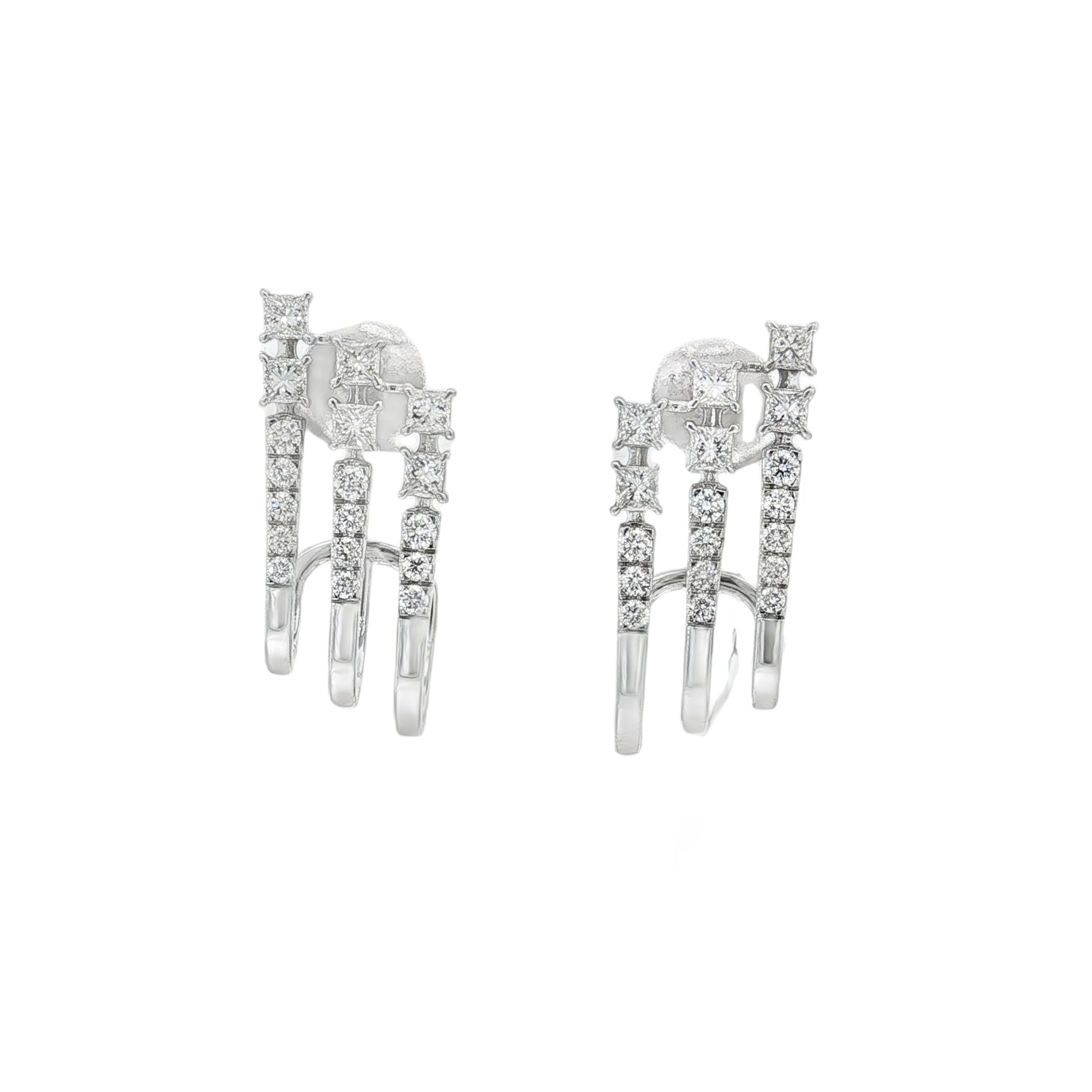 Princess Diamond Geometric Dangle Earrings front view