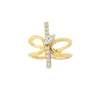 Marquise Diamond Bow Yellow Gold Ring front view
