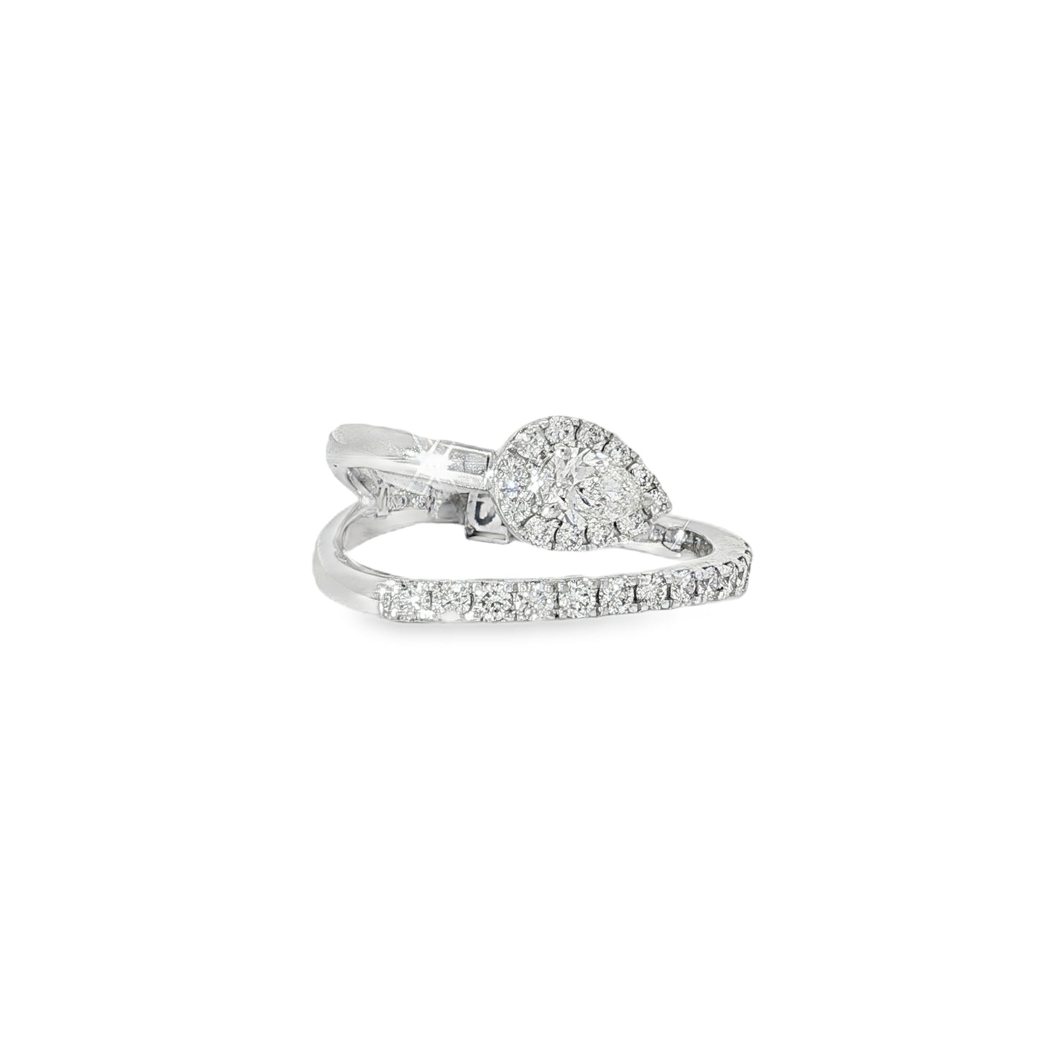Pear Diamond Bypass Ring front view