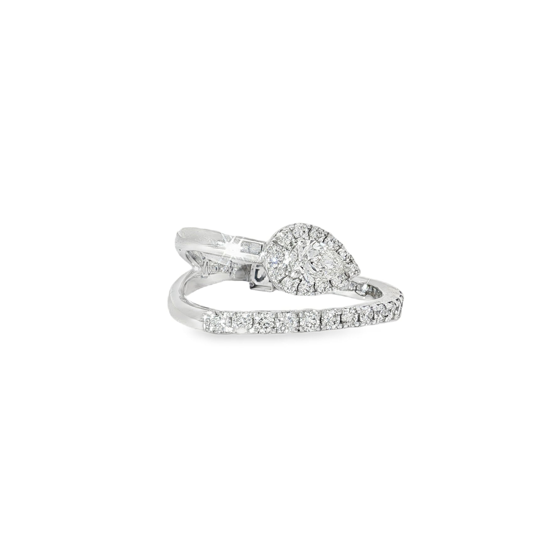 Pear Diamond Bypass Ring front view