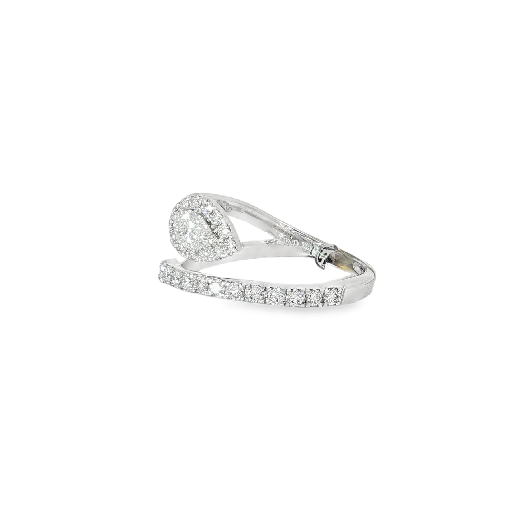Pear Diamond Bypass Ring angled view