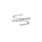 Emerald-Cut Diamond Layered Bypass Ring front view