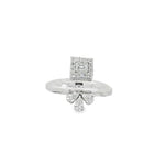 Pear and Emerald-Cut Diamond Open Ring front view