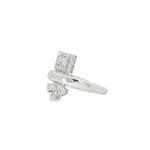 Pear and Emerald-Cut Diamond Open Ring angled view