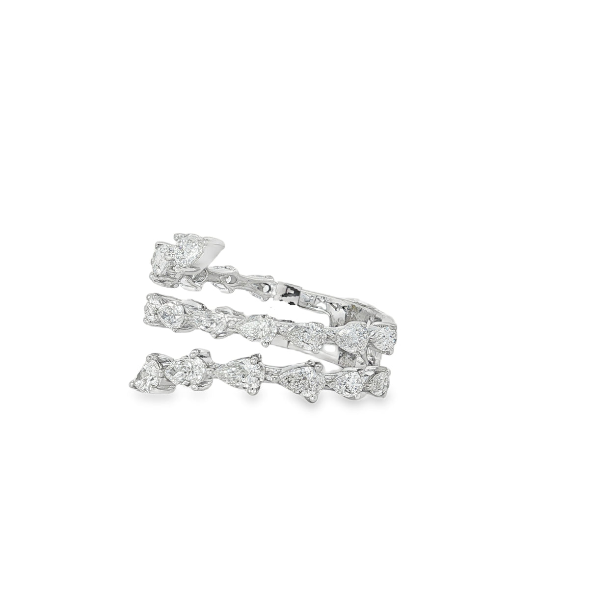 Pear Diamond Triple-Row Ring angled view