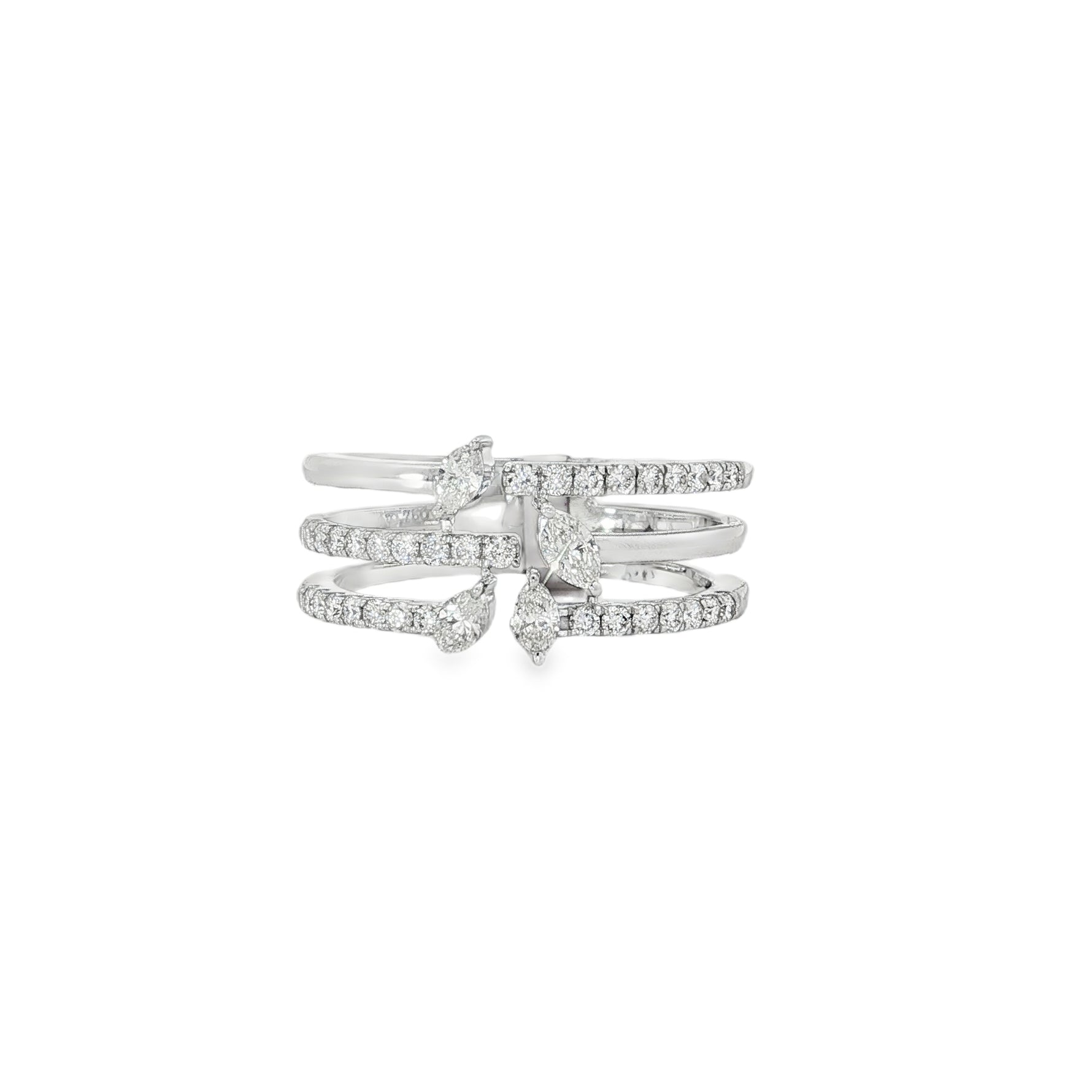 Marquise Diamond Triple-Band Ring front view